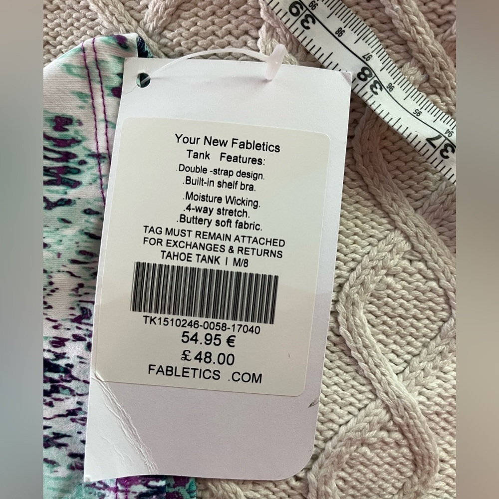 New! Fabletics Racer Back Tank multi colored, women’s size medium - Picture 9 of 10